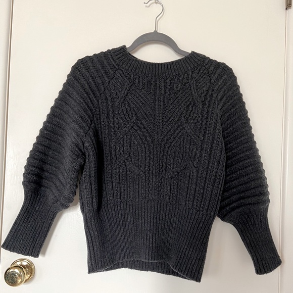 EUC Charcoal grey cable knit merino wool sweater - Picture 1 of 6